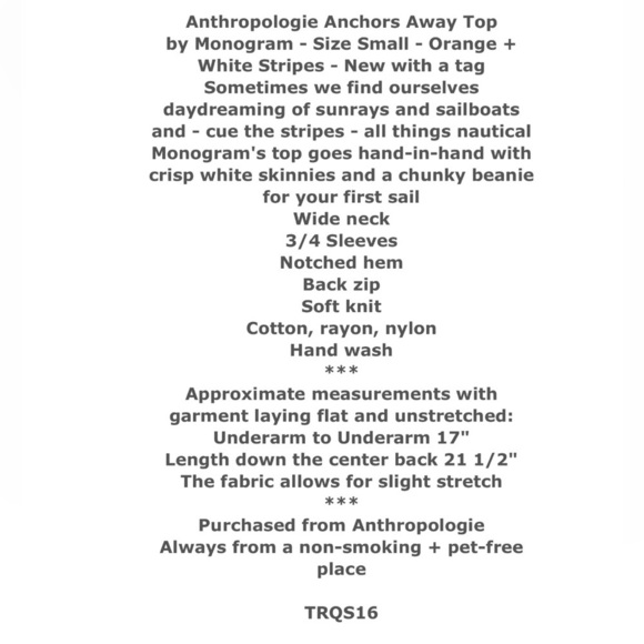 Anthropologie Top Small 2 4 Orange Nautical Anchors Away Soft COMFY BarbieCore - Picture 2 of 12